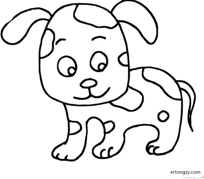 斑点狗简笔画+-+动物简笔画