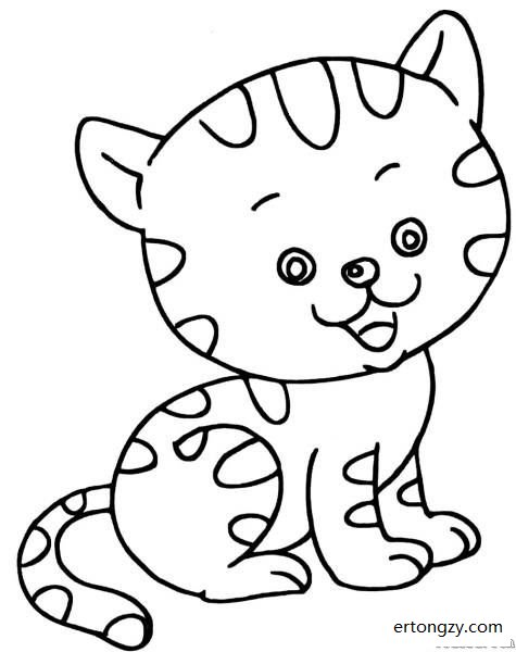 小花猫简笔画+-+动物简笔画