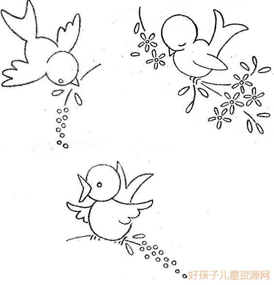 衔着树枝的小鸟春天来了儿童简笔画