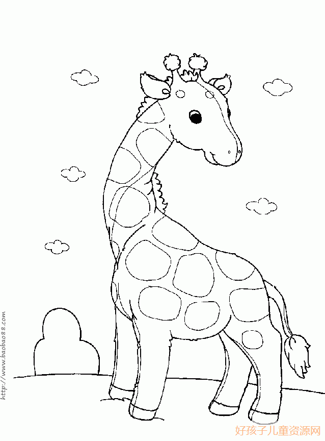 卡通动物儿童简笔画图片-高大的长颈鹿