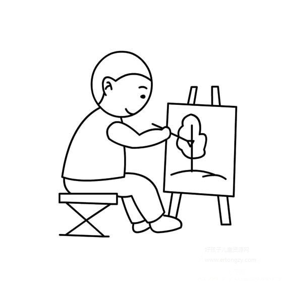 画画的人物怎么画简笔画正在画画的小男孩怎么画简单的人物画画的情景