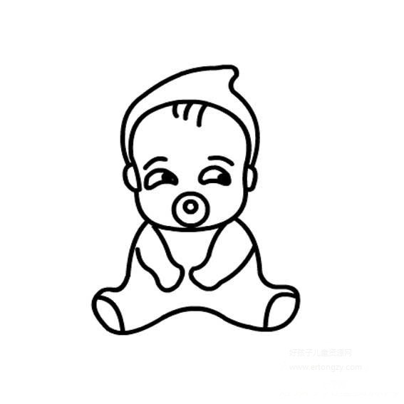 小宝宝吃奶嘴的画法婴儿含着奶嘴的画法怎样画婴儿的简单画法