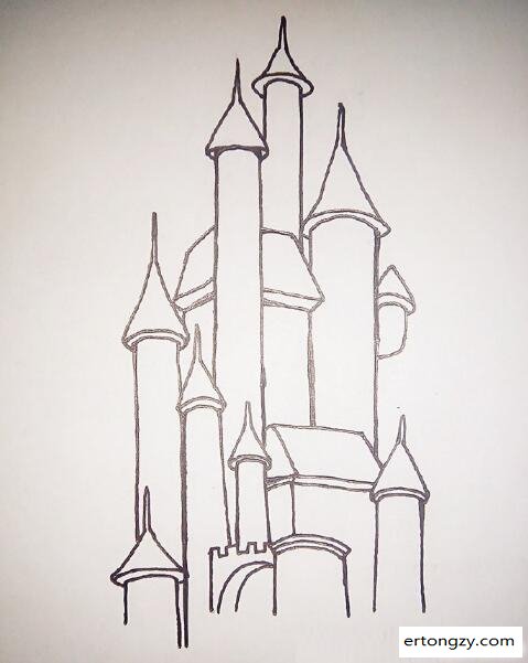 城堡4简笔画画法(分步),城堡4简笔画图片