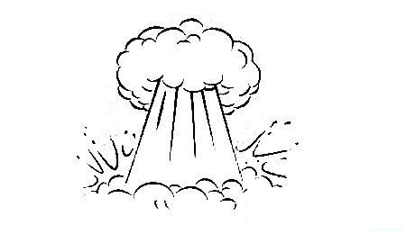 爆炸蘑菇云简笔画简单漂亮图片,爆炸蘑菇云画法