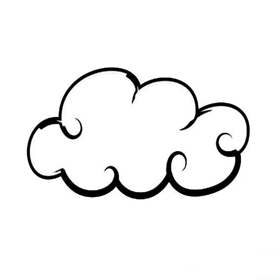 飘荡在空中的白云图画,怎么画白云,教宝宝学画云朵,儿童简笔画简单