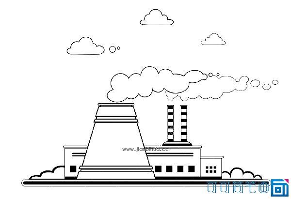 核电站简笔画简单漂亮,核电站画法