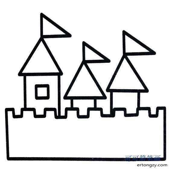 城堡简笔画简单漂亮画法,城堡画法_建筑物简笔画