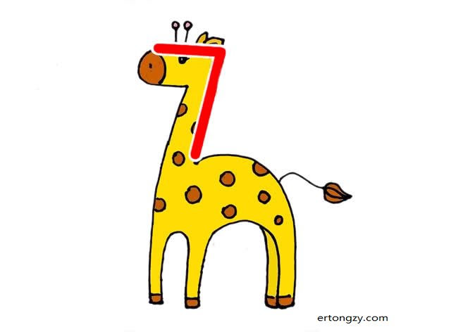 用数字7画可爱的长颈鹿简笔画步骤教程