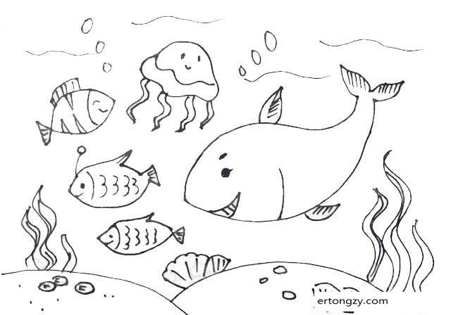 学习资源 儿童绘画 儿童简笔画大全 动物简笔画  导读:带颜色的海底