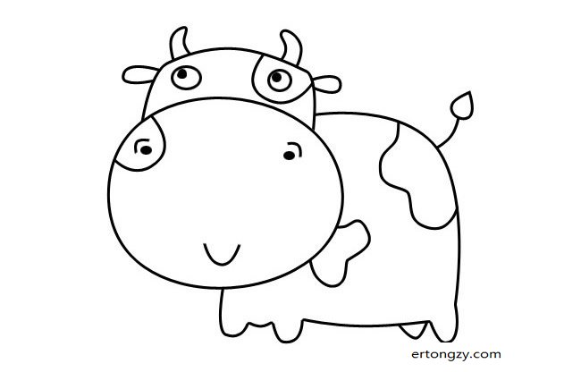 三种卡通牛的简单画法_动物简笔画