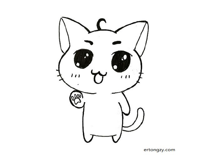 卡通猫咪简笔画 可爱 微笑