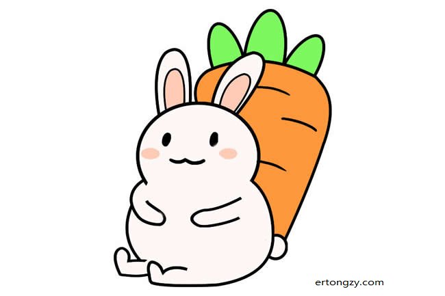小兔子背着胡萝卜简笔画步骤图