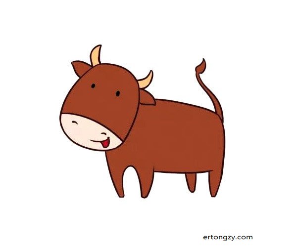 两款可爱的小牛简笔画彩色图片