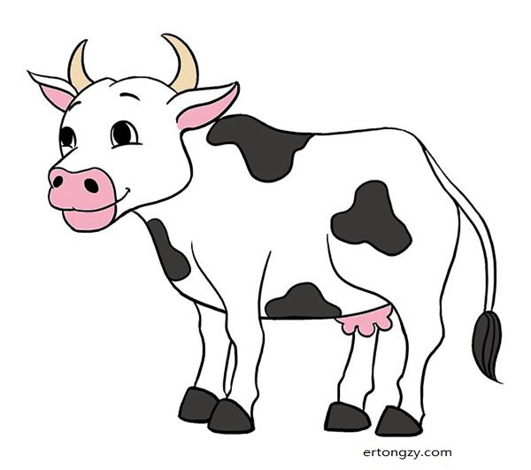 儿童卡通奶牛动物简笔画图片