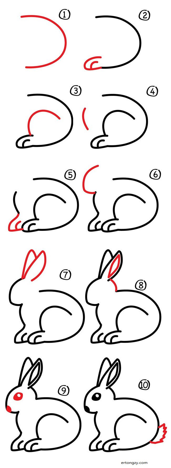 卡通兔子简笔画的画法步骤_动物简笔画