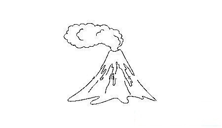 火山爆发怎么画,简单的画法