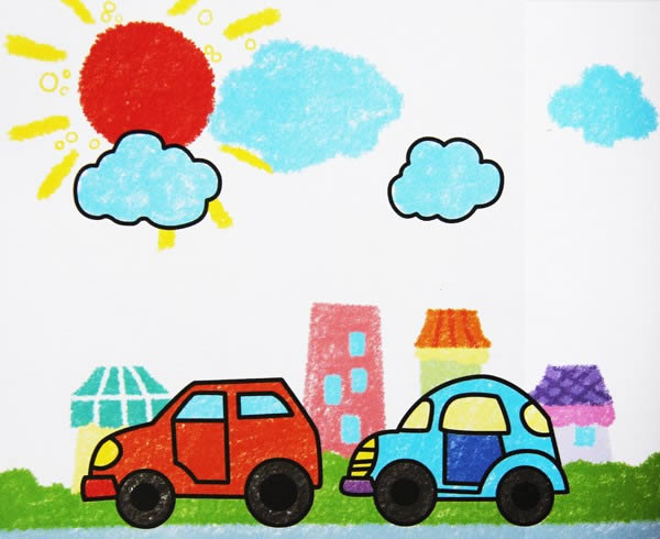 美好的一天，儿童汽车简笔画
