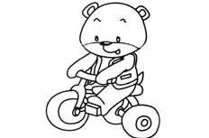 小熊骑自行车简笔画