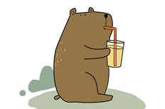 喝饮料的小熊简笔画图解